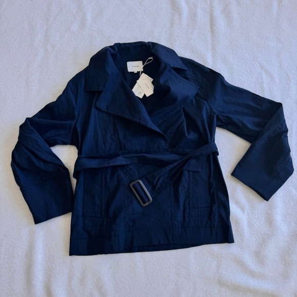 Vince Women's Utility Navy Blue Linen Blend Jacket Size S - Picture 5 of 9